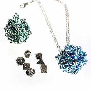 7 piezas de dados poliédricos de 6 mm con hoja metálica hueca D20, colgante para juegos de mesa RPG - Product Image 1