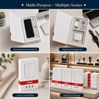 Boîte en papier rigide de style livre avec logo personnalisé, ouverture à rabat, insert à double fente pour l'emballage d'accessoires de téléphone portable