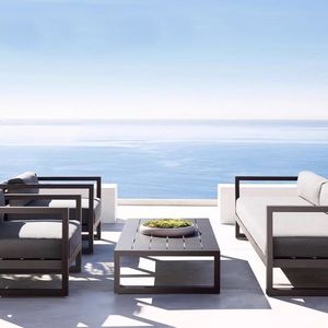 Moderno al aire libre Simple aleación de aluminio balcón terraza conjunto impermeable para patio jardín Sunroom Metal construcción sofá - Product Image 1