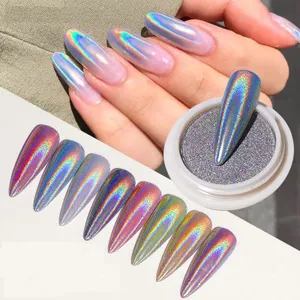 Misscheering Laser Nail Glitter Bột Auroras Hiệu Ứng Nail Art Chrome Sắc Tố Bụi DIY Thiết Kế Trang Trí Tắc Kè Hoa Gương Màu