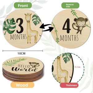 Wholesale Wooden Baby Milestone Carved <b>Memorial</b> Wood Piece Welcome Newborn Photography Props Month Round <b>Card</b> - Product Image 2