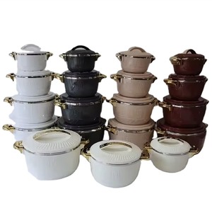 Juego de 4 Recipientes Térmicos para Alimentos de Gran Capacidad, 1L, 2.5L, 4.5L, 6.5L, <span class=keywords><strong>con</strong></span> Diseño en Relieve y Asa Dorada, para Servir en Eventos - Product Image 1