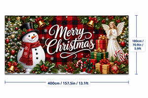 Drapeaux personnalisés, drapeaux de Noël, bannières décoratives pour clôtures, porches et murs, drapeaux de garage extérieurs, affiches de fond de jardin - Product Image 2