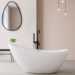 Modern Lüks Beyaz Akrilik Ayaklı Küvet Otel Banyosu Jakuzili Küvet, Gider ve Musluk Dahil - Product Image 1