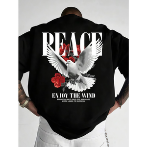 T-shirt pour homme à col rond de haute qualité 100% coton, taille plus, vintage, écologique, respirant, logo imprimé par transfert thermique, 210 g/m² - Product Image 3