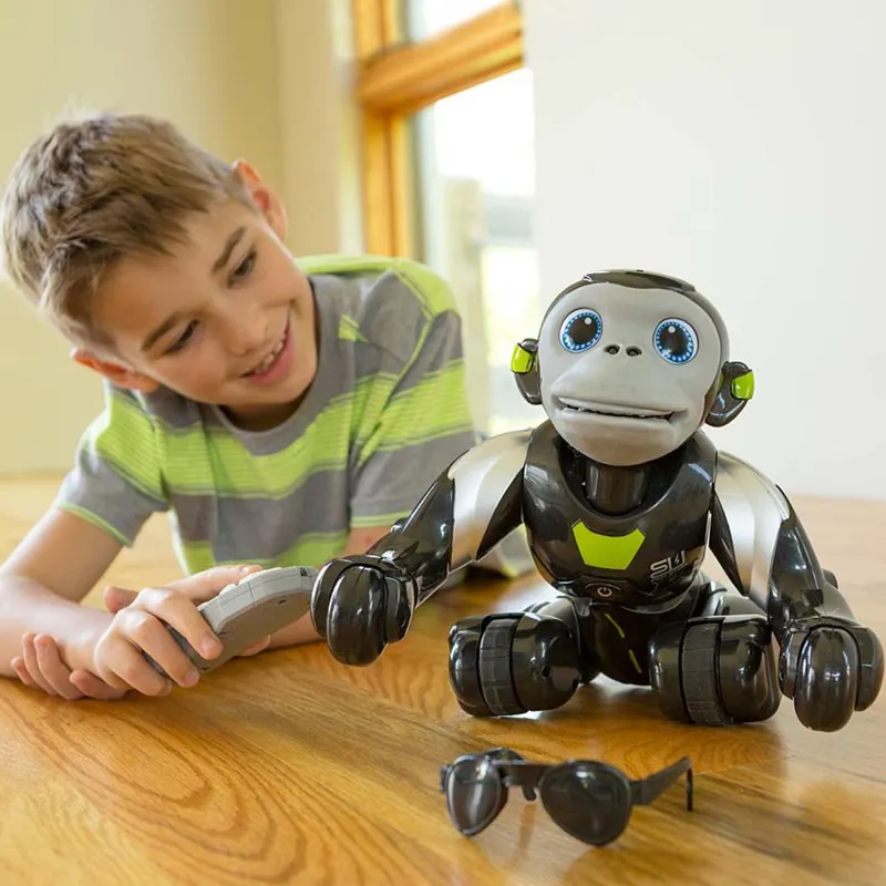 Robô macaco de brinquedo, máquina inteligente de controle remoto para crianças, brinquedo oranguto de plástico com programação