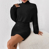 Robe en tricot pour femmes, best-seller de l'automne, à manches longues, col haut, moulante, décontractée, sexy