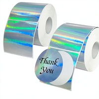 Étiquettes thermiques holographiques argentées circulaires de 2 pouces, imperméables, imprimables, autocollantes, pailletées arc-en-ciel, pour artisanat, emballage cadeau, nom