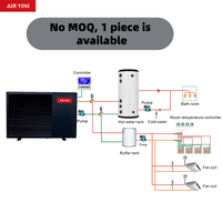 Pompe à chaleur air-eau 9KW noire, monobloc, à courant continu, pour chauffage, refroidissement et eau chaude, économie d'énergie domestique