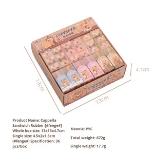 New capybara bánh sandwich bút chì tẩy dễ thương sliceable chỉnh tẩy cho học sinh tiểu học thấp dư lượng bán buôn - Product Image 2