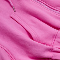 Ensemble de survêtement deux pièces en tissu éponge épais 420 g/m² rose uni avec sweat à capuche court et pantalon de jogging pour l'automne et l'hiver