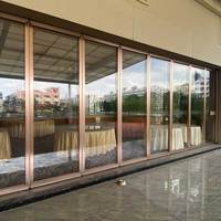 Portes mobiles en verre en alliage d'aluminium avec installation au plafond, ignifuges et insonorisées pour hôtels et bureaux