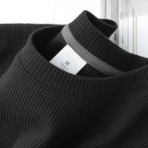 Camiseta de Verano para Hombre, Estilo Vintage, Cuello de Punto Waffle, Manga Corta, Corte Holgado, Talla Grande, Seda Helada, Diseño Liso, Estilo Casual - Product Image 5