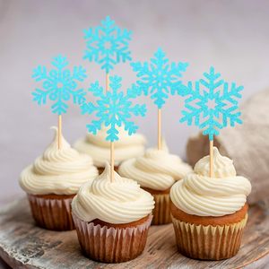 Adornos para Cupcakes con Forma de Copo de Nieve, Tema Invernal, Decoración para Pasteles de Navidad y Año Nuevo - Azul - Product Image 5
