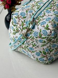 Beautiful Bohemian Cotton Duffle Bag Handmade Quilted Weekender Travel <b>Backpack</b> <b>Large</b> External Frame Block Printed Design Women - Product Image 2