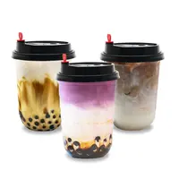 Custom Clear Disposable Plastic PP U Shape Boba Bubble Milk Tea Cup with Lids