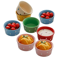 En gros multicolore porcelaine ramequin crème glacée bol micro-ondes 3.5 pouces personnalisé en céramique soufflé plat avec poignée