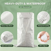 Sac en polypropylène tissé réutilisable blanc de 50 kg, sac d'emballage pour aliments pour animaux, riz, maïs, farine, sucre, ciment et produits chimiques