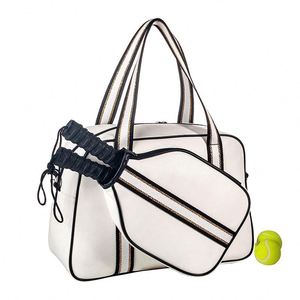 Muestra gratuita: Bolsa de gimnasio personalizada unisex para raqueta de pickleball, ligera, plegable, con forro de lona y PU, bolso de hombro informal para mujer. - Product Image 1