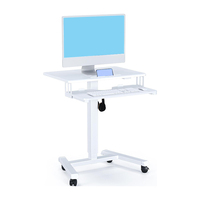 Station de travail à hauteur réglable pour ordinateur portable à domicile avec roulettes et plateau pour clavier