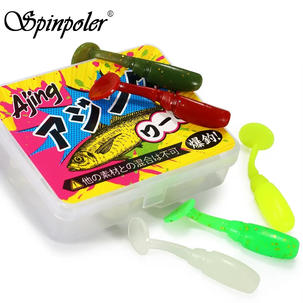 Spinpoler Mini Shad isca de pesca de plástico macio 3.5 cm TPR flutuante Ajing minhoca isca de cauda de pás isca de banho gota crappie baixo