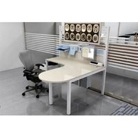 Bureau de direction flottant convertible au design luxueux avec chaise réglable, ensemble de bureau moderne en L pour PDG avec tiroirs, écologique