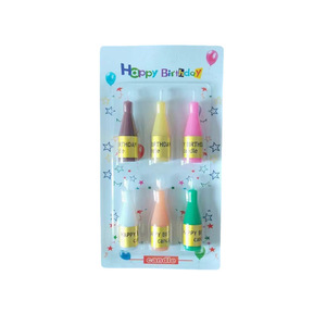 Bougies d'anniversaire en forme de bouteille de vin, lot de 6, en cire de soja mélangée, décorations de fête - Product Image 4