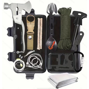 Kit de herramientas de supervivencia 20x12x6cm, equipo compacto de emergencia para exteriores, para acampar, aventuras, EDC - Product Image 1