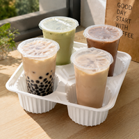Support de tasses à café jetable en papier blanc vierge, plusieurs tailles, non imprimé, pour boissons à emporter, plateau pliable pour boissons