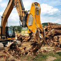 Cisaille hydraulique professionnelle pour racines d'arbres, attache robuste pour excavatrice, grappin à souches pour défrichage CE