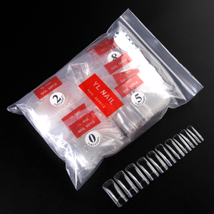 SunelPort - 500 <span class=keywords><strong>Uñas</strong></span> Postizas Transparentes sin Costuras, Estándar Coreano, Bolsa Completa, Adhesivo Completo, Adhesivo Parcial, <span class=keywords><strong>Uñas</strong></span> Francesas Cuadradas - Product Image 2