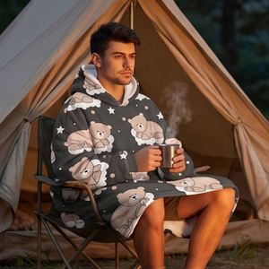 Sweat-shirt géant personnalisé avec poche, en molleton doux, couverture portable à capuche pour adultes hommes - Product Image 1
