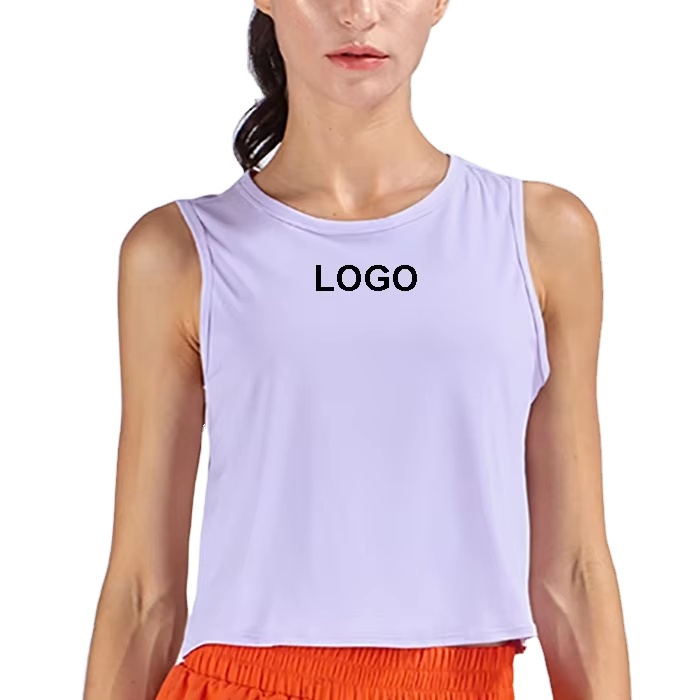 Women's Plus Size Summer Sportswear Fitness Yoga Top Custom LOGO Loose Breathable Sleeveless Lightweight Recyclable Printed