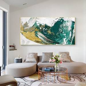Fola d'oro <span class=keywords><strong>verde</strong></span> <span class=keywords><strong>acqua</strong></span> 3D Texture <span class=keywords><strong>pittura</strong></span> astratta su tela soggiorno camera da letto grande oro di lusso parete arte nuova decorazione per la casa - Product Image 2
