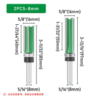 Fresa CNC de carburo con recubrimiento TiAlN de dos filos, vástago de 8 mm, para recorte y fresado de madera, con rodamiento totalmente encapsulado, OEM