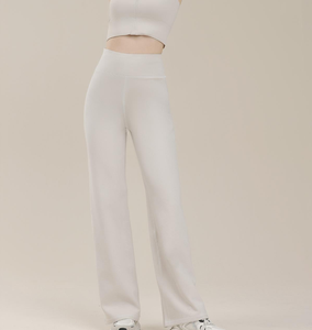 Nouveau pantalon de yoga pour femmes, respirant, en coton, doux pour la peau, taille haute, élastique, coupe droite, pour le fitness et le sport - Product Image 1
