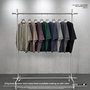 T-shirts unisexes pour hommes et femmes, style vintage ample, à manches courtes, effet délavé flocon de neige, coupe ample - Product Image 5