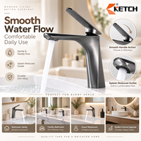 Robinet de lavabo noir mat à levier unique en alliage de zinc, mitigeur eau froide et chaude, à poser sur le comptoir, pour salle de bain