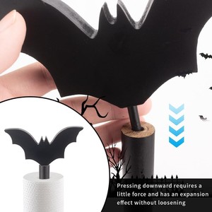 Gothic Bat Shape Toilet Paper Holder Black Wooden Desk Decor Halloween Theme Free <b>Standing</b> Design - Product Image 1