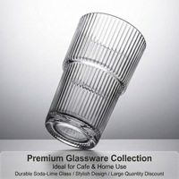 Gobelet en verre sodocalcique 20OZ, design moderne, modèle Trois Éléphants, facile à transporter, anti-fuite, rayures verticales, couvercle en PP pour lait, café, eau
