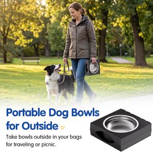 Nouvelle conception, bol pour chien réglable et surélevé, disponible en trois styles fonctionnels, pliable, en acier inoxydable, pour les voyages - Product Image 3
