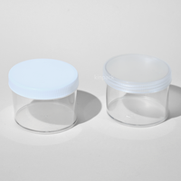 Bocaux en plastique PS transparent avec couvercle à vis blanc pour le stockage de friandises pour animaux de compagnie et contenants à crème réutilisables (120g/200g/400g/800g)