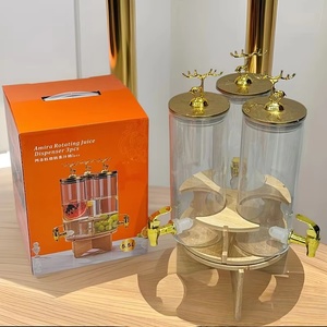 Lot de 3 Distributeurs de Boissons Rotatifs <span class=keywords><strong>en</strong></span> <span class=keywords><strong>Verre</strong></span> <span class=keywords><strong>avec</strong></span> <span class=keywords><strong>Robinet</strong></span>, Transparent, Résistant à la Chaleur et au Froid, Idéal pour Jus et Boissons - Product Image 3