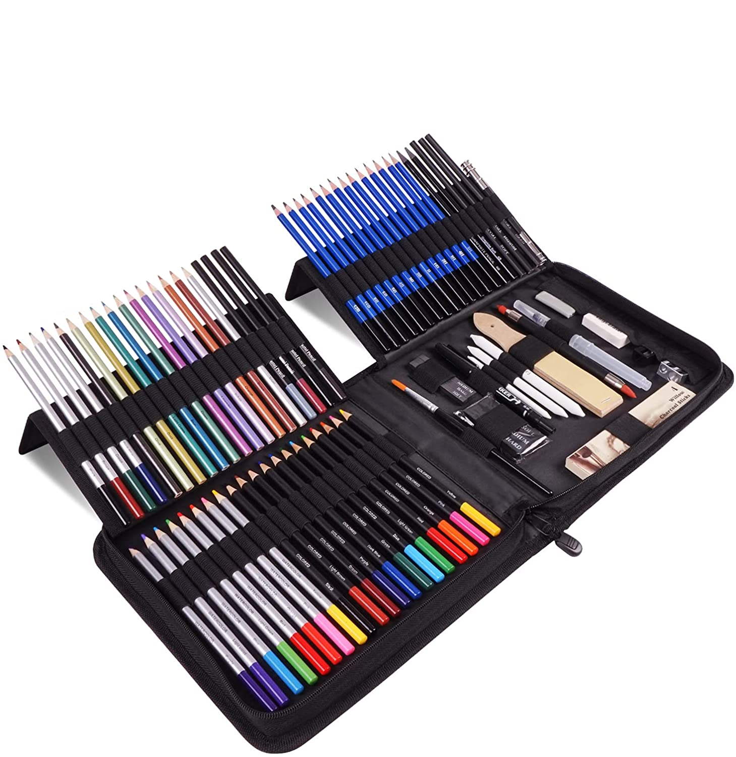 Kit de desenho para arte, conjunto de lápis profissional com 84 peças, kit para desenho artístico, atacado