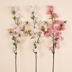 QIHAO Artificial Cherry Blossom Flower Single Branch High Simulation Silk Flower For Wedding Home Decoration - Product Image 4