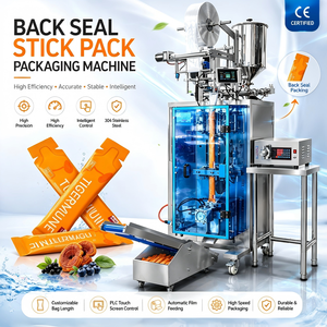 Machine d'emballage de sachets de forme irrégulière pour suppléments en gel, boissons liquides aux superfruits, et machine de remplissage et de scellage arrière pour sachets stick - Product Image 1