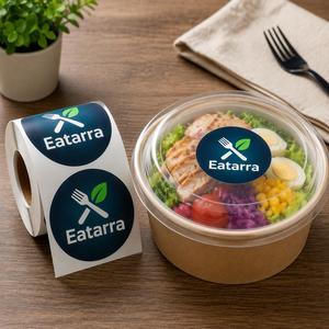Servicio de Impresión Personalizada FX, Etiquetas para Envasado de Alimentos, Adhesivos Impermeables con Logotipo para Cajas de Comida para Llevar de Restaurantes - Product Image 1
