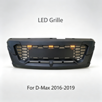 Grille avant noire mate avec feux LED ambre et couvercle en nid d'abeille pour D-Max 2016 2017 2018 2019 - Vente Flash