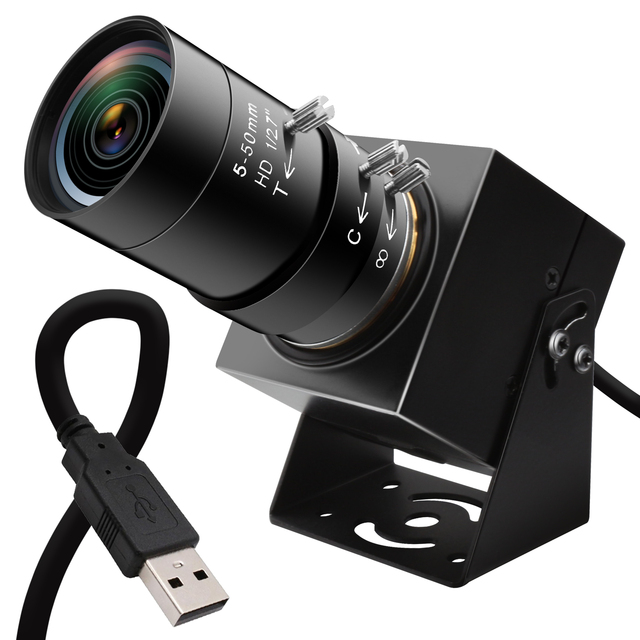 Global Shutter USB Camera 1080P 90fps 10X Zoom Manual Variable Focus Lens 5-50mm AR0234 Webcam for Industrial Close-up Imaging