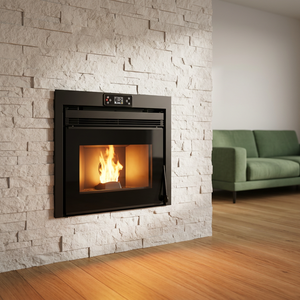 Stufa <span class=keywords><strong>a</strong></span> Pellet da Incasso Moderna ed Ecologica CE ROHS QM0901A 9.48kW con Controllo Remoto WIFI e Riscaldatore Integrato - Product Image 2